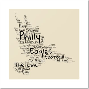 Philly birds black word art football Posters and Art